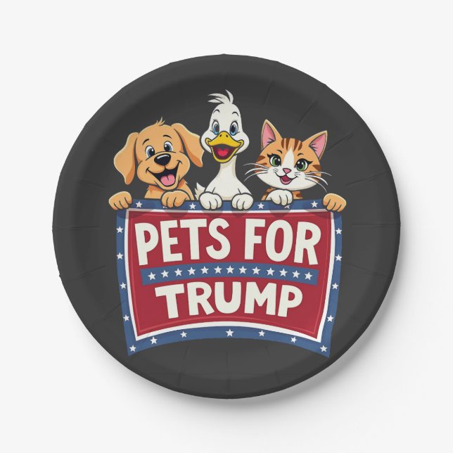 Pets For Trump Cats Maga Dogs Election Paper Plates (Front)
