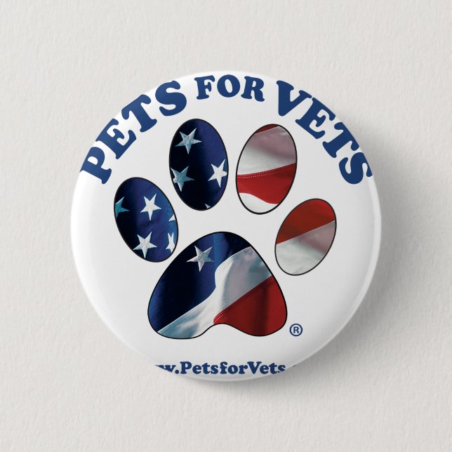Pets for Vets Pinback Button (Front)