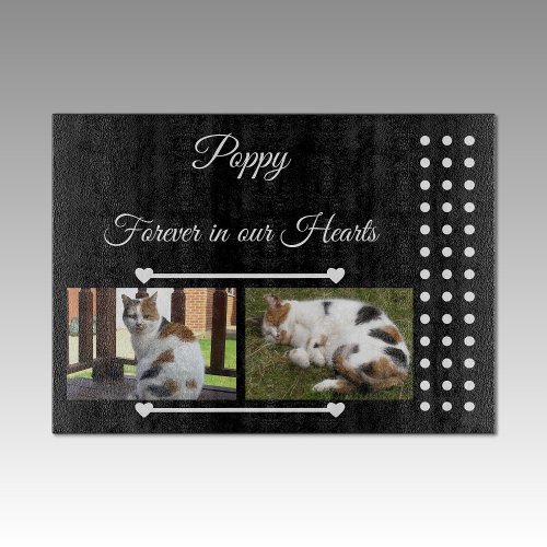 Pets Forever black and white photo glass Cutting Board
