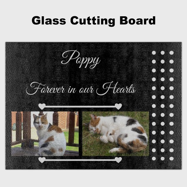 Pets Forever black and white photo glass Cutting Board (Creator Uploaded)