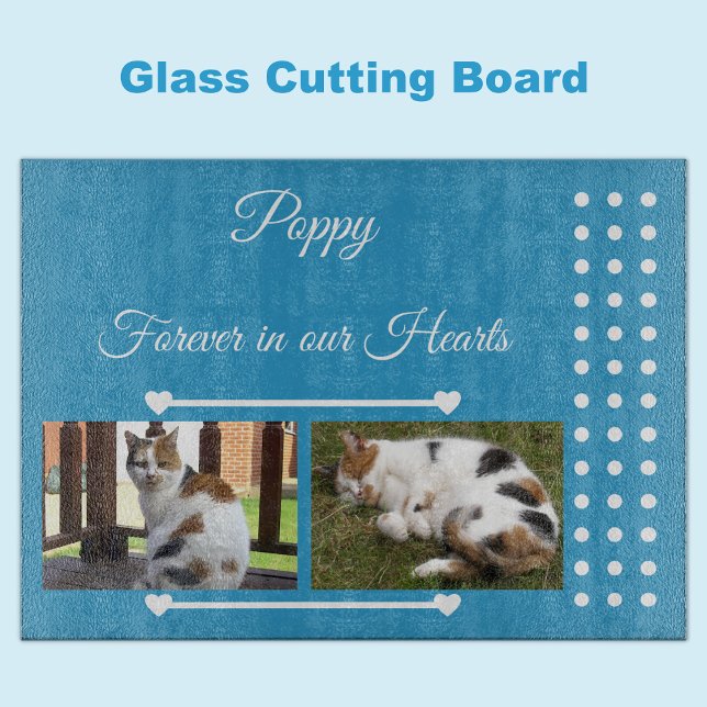 Pets Forever blue and white photo glass Cutting Board (Creator Uploaded)