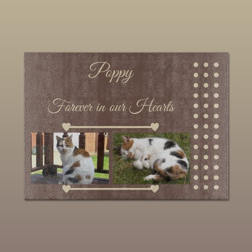 Pets Forever brown and cream photo glass Cutting Board