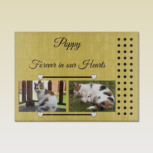 Pets Forever gold and black photo glass Cutting Board