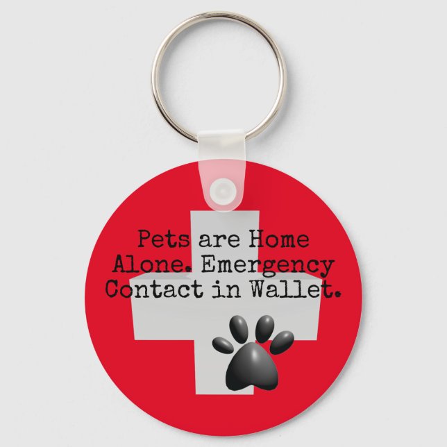 Pets Home Alone ICE Contact Keychain (Front)