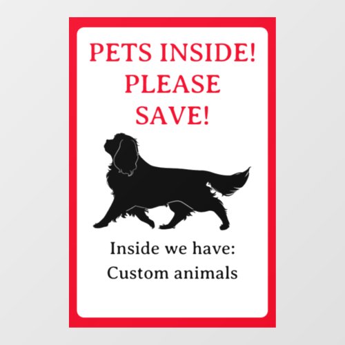 Pets Inside House Sticker Window Cling