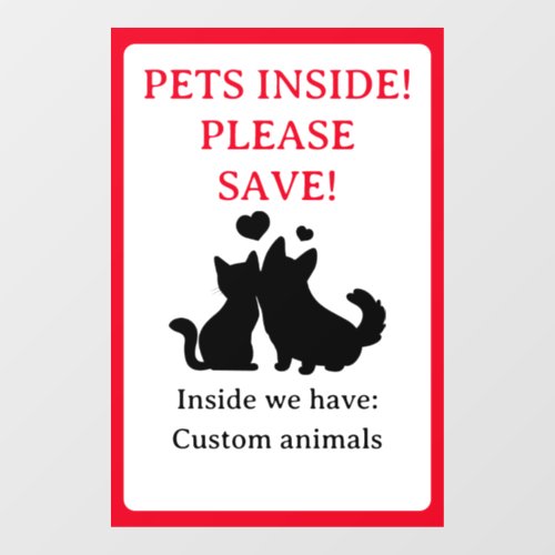 Pets Inside House Sticker Window Cling