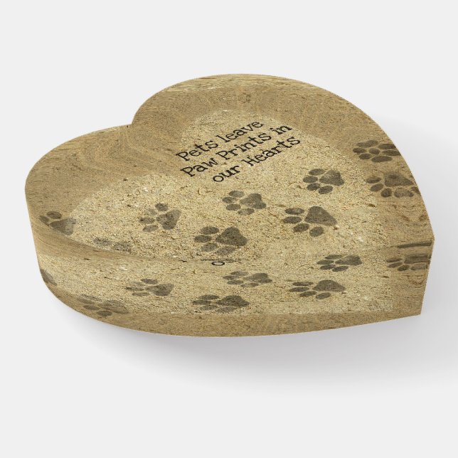 Pets leave Paw Prints in our Hearts (customizable) Paperweight (Angled)