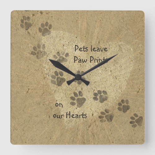 Pets leave Paw Prints on our Hearts Clock