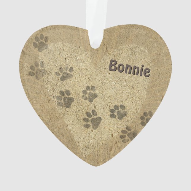 Pets leave Pawprints on Hearts (Pet Name) Acrylic Ornament (Back)