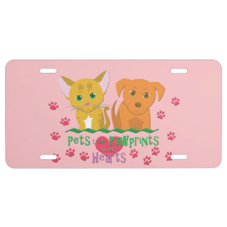 Pets Leave Pawprints On Our Hearts License Plate