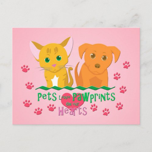 Pets Leave Pawprints on our Hearts Postcard