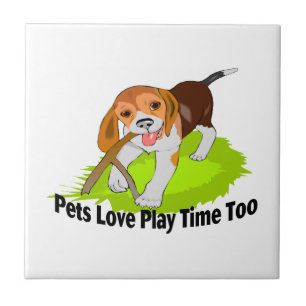 Pets Love Play Time Too Ceramic Tile