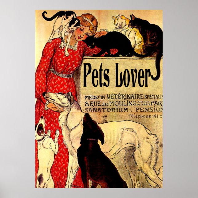 pets lover,vintage poster (Front)