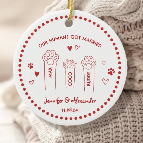 Pets Marriage Announcement Double Sided Ceramic Ornament