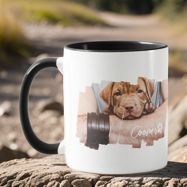 Pet's Modern Grunge Cool Typography Name Photo Paw Mug (Creator Uploaded)
