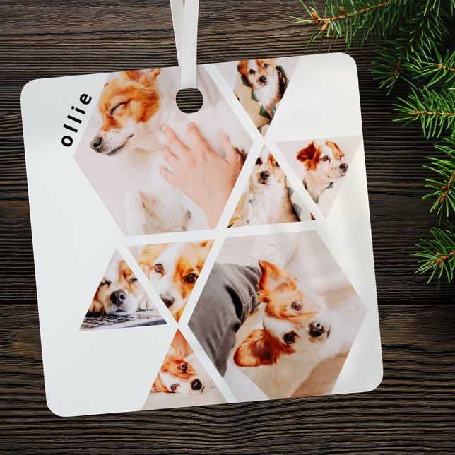Pets Modern Shapes Geometric 8 Collage Photo Metal Ornament (Creator Uploaded)