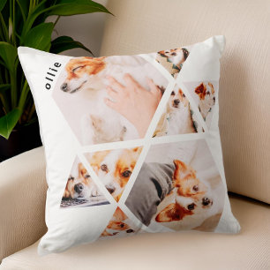 Pets Modern Shapes Geometric 8 Collage Photo Throw Pillow