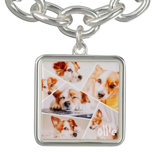 Pets Modern Simple Custom 6 Images Collage Photo Bracelet (Design)