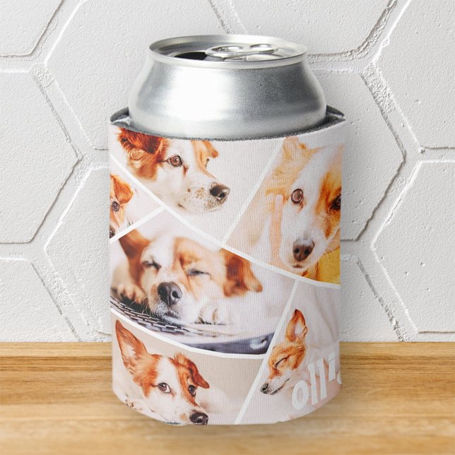 Pets Modern Simple Custom 6 Images Collage Photo Can Cooler (Creator Uploaded)