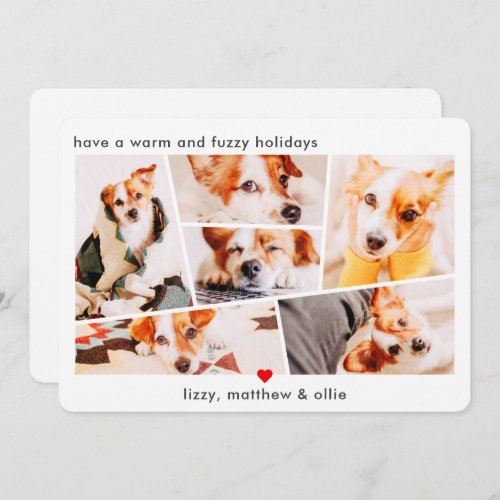 Pets Modern Simple Custom 6 Images Collage Photo Holiday Card