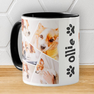 Pets Modern Simple Custom 6 Images Collage Photo Mug