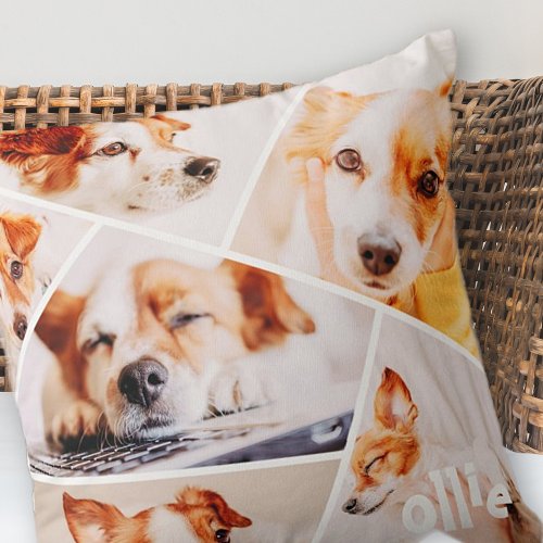 Pets Modern Simple Custom 6 Images Collage Photo Throw Pillow