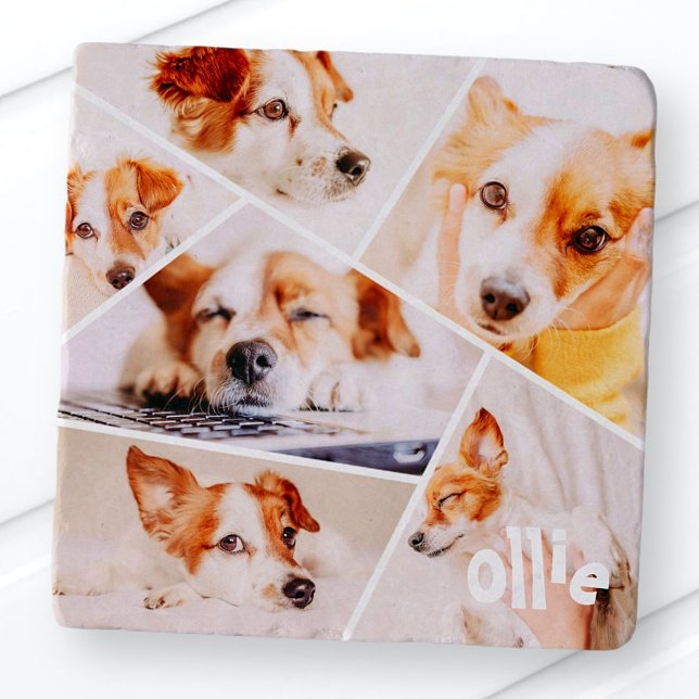 Pets Modern Simple Custom 6 Images Collage Photo Trivet (Creator Uploaded)