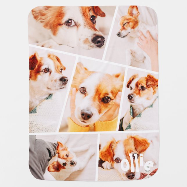Pets Modern Simple Custom 7 Images Collage Baby Blanket (Front)