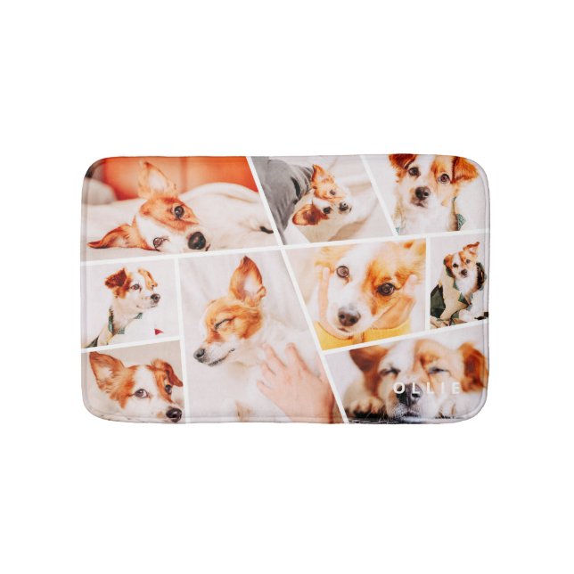 Pets Modern Simple Custom 9 Photos Collage Bath Mat (Front)