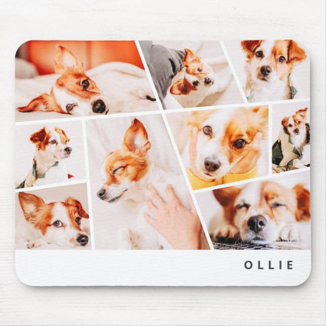 Pets Modern Simple Custom 9 Photos Collage Mouse Pad (Front)