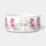 Pets Monogram Colorful Pink Peach Floral Elegant Bowl<br><div class="desc">Pets Monogram Colorful Pink Peach Floral Elegant Bowl. Unique,  beautiful,  stylish design. Easy to be personalized. Font style,  size and colors can be changed. Matching items are available.</div>