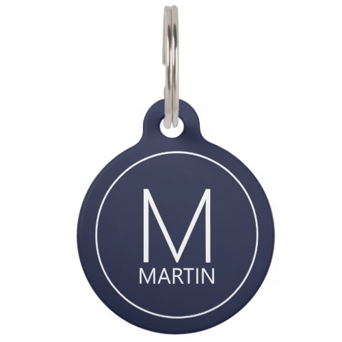 Pets Monogram Name with Owners Contact QR Code  Pet ID Tag