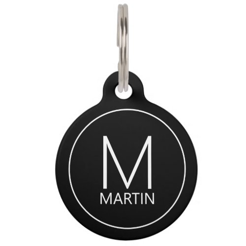 Pets Monogram Name with Owners Contact QR Code  Pet ID Tag