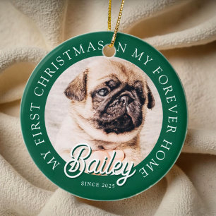 Pet's My First Christmas In Forever Home Modern Ceramic Ornament