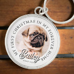 Pet's My First Christmas In Forever Home Modern Keychain<br><div class="desc">Design is composed of modern typography with sans serif and serif font. Add a custom photo of adopted pet and year.</div>