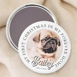 Pet's My First Christmas In Forever Home Modern Magnet<br><div class="desc">Design is composed of modern typography with sans serif and serif font. Add a custom photo of adopted pet and year.</div>