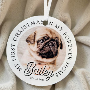 Pet's My First Christmas In Forever Home Modern Metal Ornament