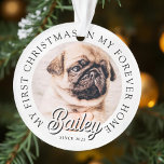 Pet's My First Christmas In Forever Home Modern Ornament<br><div class="desc">Design is composed of modern typography with sans serif and serif font. Add a custom photo of adopted pet and year.</div>
