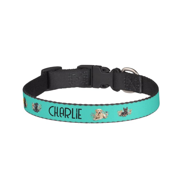  Pets Name and Four Photos Dog Collar (Front)