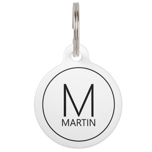 Pets Name and Monogram with Owners Contact Info Pet ID Tag