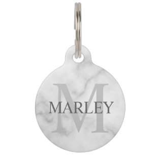 Pet's Name and Monogram with Owner's Contact Info  Pet ID Tag