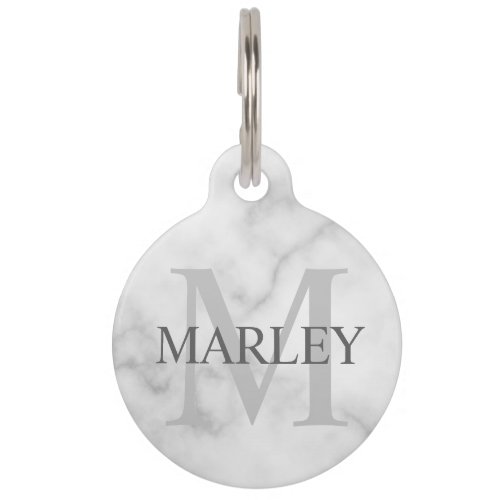 Pets Name and Monogram with Owners Contact Info  Pet ID Tag