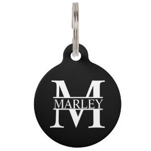 Pet's Name and Monogram with Owner's Contact Info Pet ID Tag