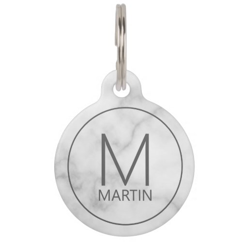 Pets Name and Monogram with Owners Contact Info  Pet ID Tag