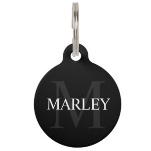 Pet's Name and Monogram with Owner's Contact Info Pet ID Tag
