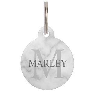 Pet's Name and Monogram with Owner's Contact Info Pet ID Tag