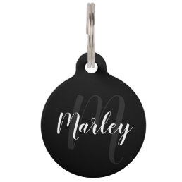 Pet&#39;s Name and Monogram with Owner&#39;s Contact Info Pet ID Tag