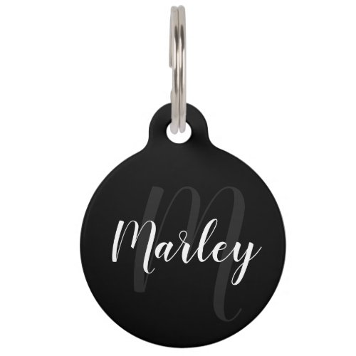 Pets Name and Monogram with Owners Contact Info Pet ID Tag