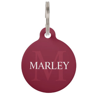 Pet's Name and Monogram with Owner's Contact Info Pet ID Tag