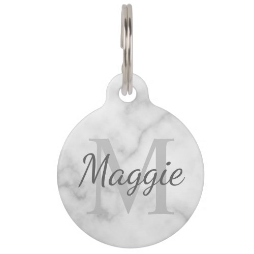 Pets Name and Monogram with QR code Pet ID Tag